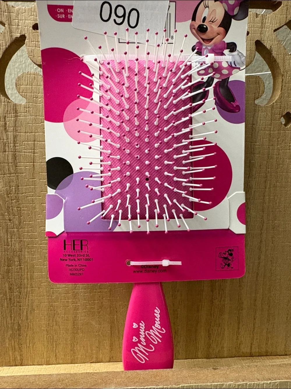 Disney Minnie Mouse Pink and Black Polka Dot Kids Detangler Brush